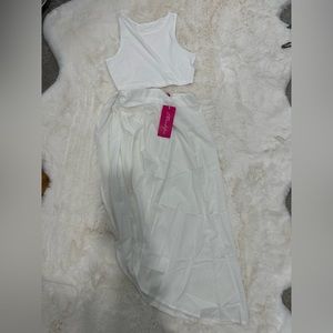 Sheer White two piece skirt set